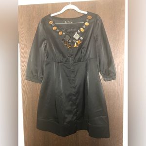 Page One black satin jeweled cocktail dress size M